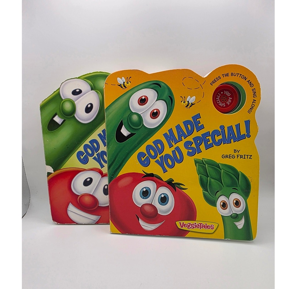 VeggieTales God Made You Special Board Books Sound Button Lot of 2 Greg Fritz